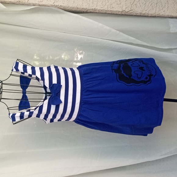Sourpuss Dresses & Skirts - Sourpuss  Dress  Blue & White Striped w  Sailer Skull New SZ M